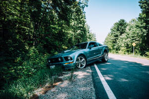 Mustang On Roadside Aesthetic 4k Car Wallpaper