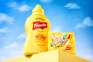 Mustard Flavored Skittles Promotion Wallpaper