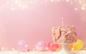 My Birthday Cake On Pastel Pink Background Wallpaper