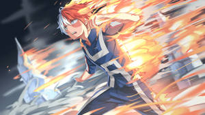 My Hero Academia Todoroki Burning In Ice Wallpaper