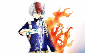 My Hero Academia Todoroki Ice Shard And Fire Wallpaper