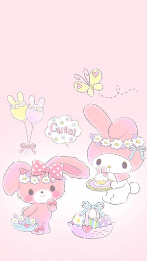 My Melody And Pink Rabbit Wallpaper