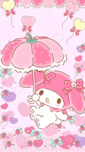 My Melody Carrying Umbrella Wallpaper