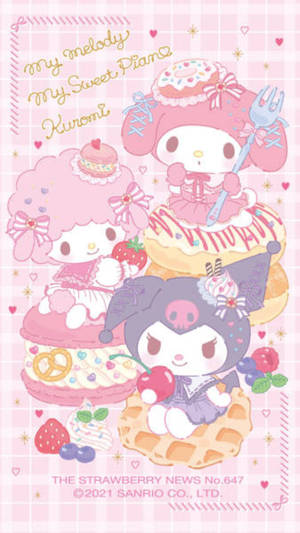 My Melody Kuromi With My Sweet Piano Wallpaper