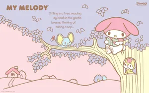 My Melody On Tree Branch Wallpaper