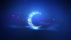 Mysterious Crescent Moon Illumination In The Night Sky Wallpaper