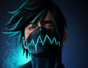 Mysterious Masked Boy In Dark Blue Aura Wallpaper