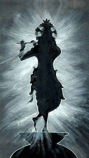 Mystic Silhouette Of Krishna With His Flute Wallpaper
