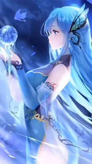 Mystical_ Blue_ Fairy_ Anime_ Art Wallpaper