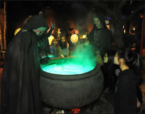 Mystical Cauldron In Dark Fantasy Setting Wallpaper