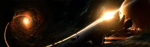 Mystical Dual-screen Space Cosmos Wallpaper