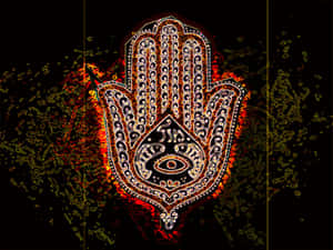 Mystical Hamsa Hand Design Wallpaper Wallpaper