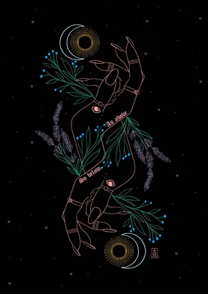 Mystical_ Hands_and_ Cosmic_ Elements Wallpaper