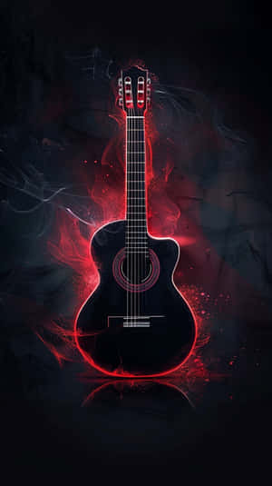 Mystical Red Guitar Art Wallpaper