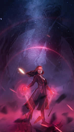 Mystical_ Witch_ Under_ Starry_ Sky Wallpaper