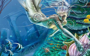 Mythical Silver Mermaid Wallpaper
