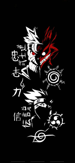 Naruto And Kakashi Anime Black And White Iphone Wallpaper