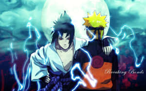 Naruto And Sasuke In Blue Lightning Power Wallpaper