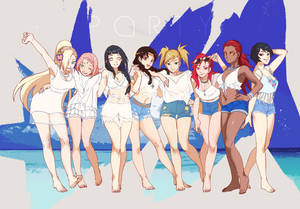 Naruto Girls Beach Wallpaper