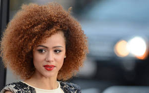 Nathalie Emmanuel Brown Afro Hairstyle Wallpaper