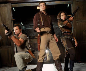 Nathan Fillion Firefly Cast Guns Wallpaper
