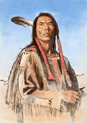 Native American Warrior Illustration Wallpaper