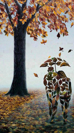 Nature Love Fallen Brown Leaves Wallpaper