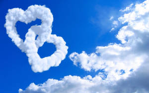 Nature Love Linked Heart Clouds Wallpaper