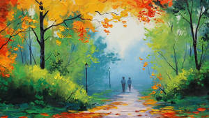 Nature Love Painting Of Couple Wallpaper