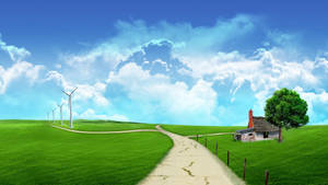 Nature With Windmills Wallpaper