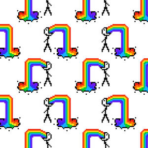 Nauseous Stick Figures Vomiting Rainbows Wallpaper