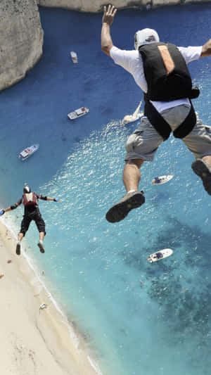 Navagio Beach Skydiving Wallpaper