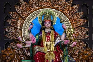 Navratri Gold Throne Wallpaper