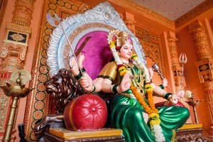 Navratri Seated On Fancy Throne Wallpaper