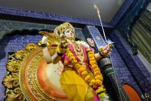 Navratri With Golden Staff Wallpaper
