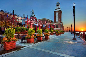 Navy Pier Headhouse Sunset Wallpaper