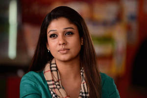 Nayanthara Green Outfit And Scarf Wallpaper
