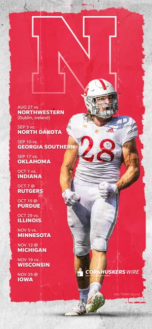 Nebraska Football Poster With A Football Player Wallpaper