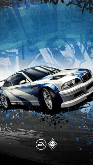 Need For Speed Blue And White Sports Car Iphone Wallpaper