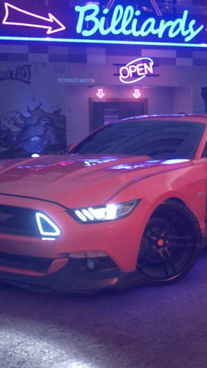 Need For Speed Sports Car Neon Sign Iphone Wallpaper