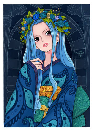Nefertari Vivi In Blue Kimono Wallpaper