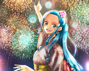 Nefertari Vivi With Fire Works Wallpaper