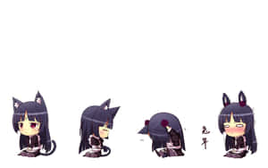Neko Girl Emotions Sequence Wallpaper