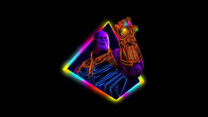 Neon Aesthetic Thanos With Infinity Stones Wallpaper