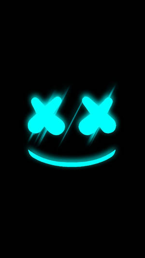 Neon Blue And Black Marshmello Smiley Wallpaper
