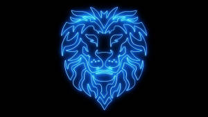 Neon Blue Lion Head Wallpaper