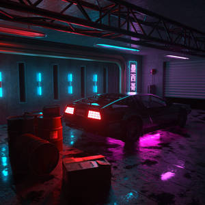 Neon Car Garage Wallpaper