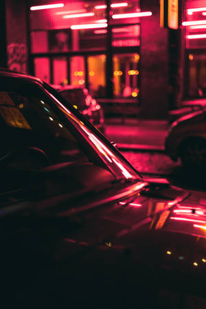 Neon Car In The Dark Wallpaper