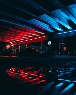 Neon Car On Railroad Wallpaper