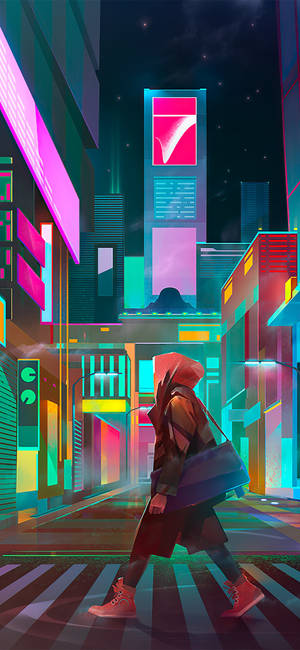 Neon City Night Cyberpunk Iphone X Wallpaper